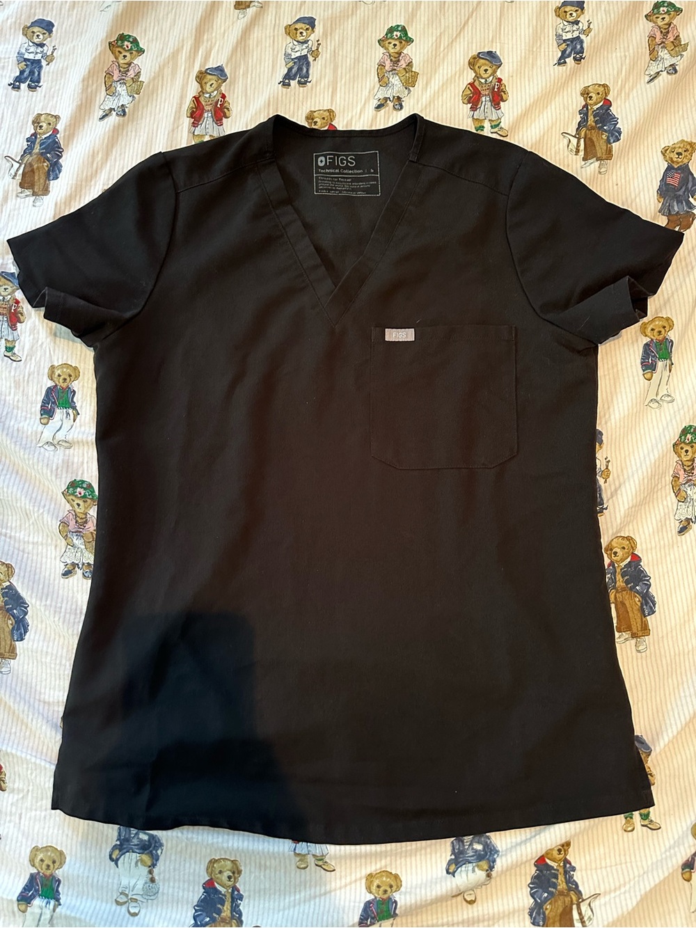 Fig Black V-Neck Scrub Top